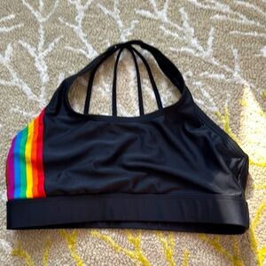 Humankind pride rainbow cross back swimsuit top m
